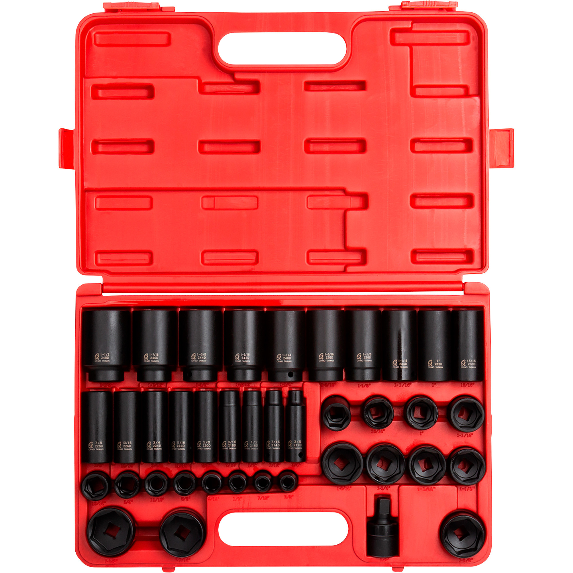 Sunex Tools Impact Socket Set — 1/2in. Drive, 39-Pc., SAE, Chrome Molybdenum, Model# 2668